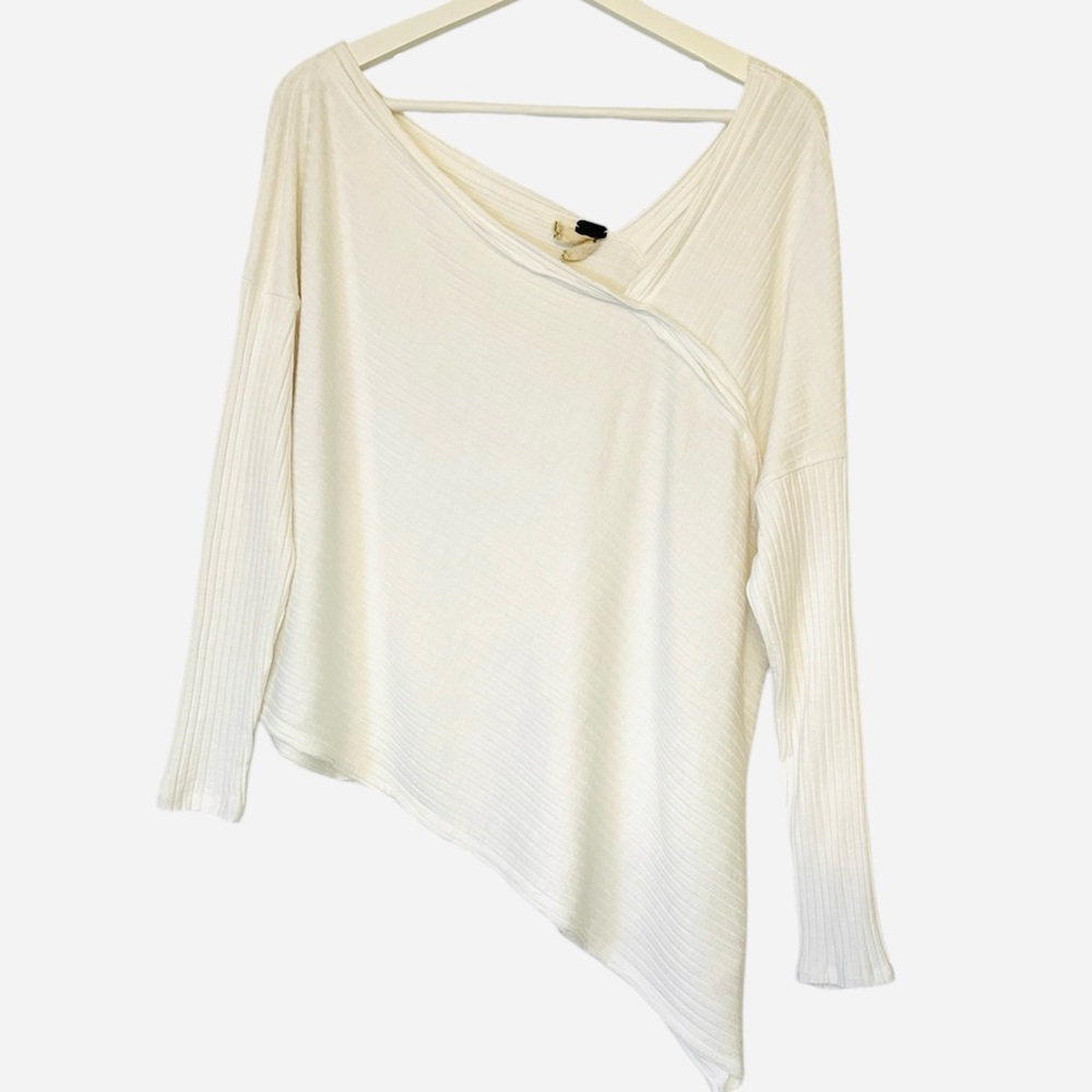 We The Free | Assymetrical Longsleeve Ivory Boho Chic Casual Top Size S